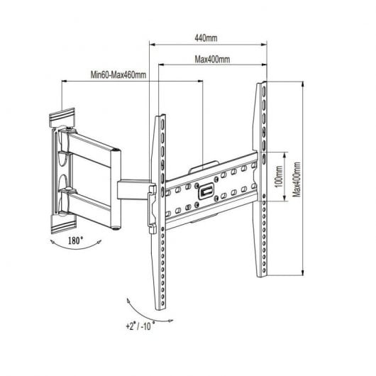 La Vague WM-ST1-55 Soporte de Pared para TV 32"-55"  VESA 400x400 Max 40Kg