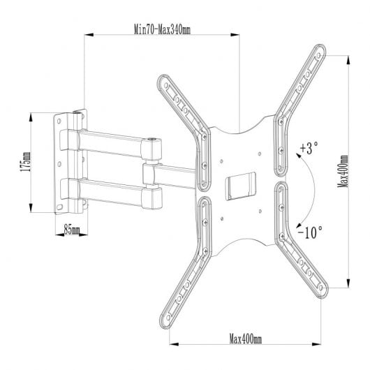 La Vague WM-ST2-55 Soporte de Pared para TV 25"-55" VESA 400x300 Máx 25Kg
