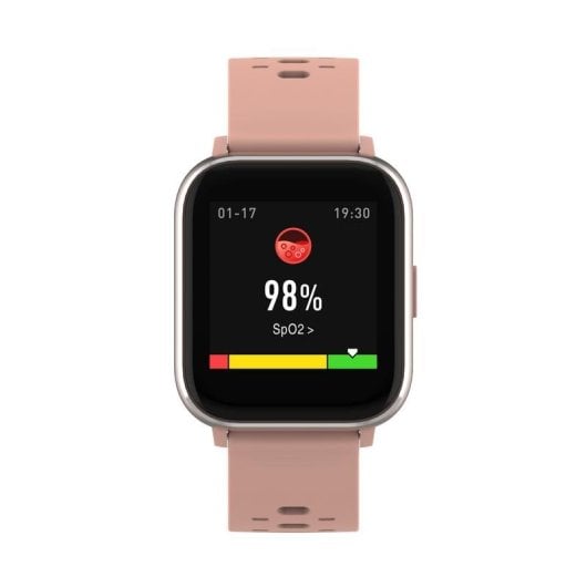 Denver SW-164 Bluetooth 38mm IPS Boîtier Rose Bracelet Noir Taille Unique IP68 SpO2 Pulsomètre