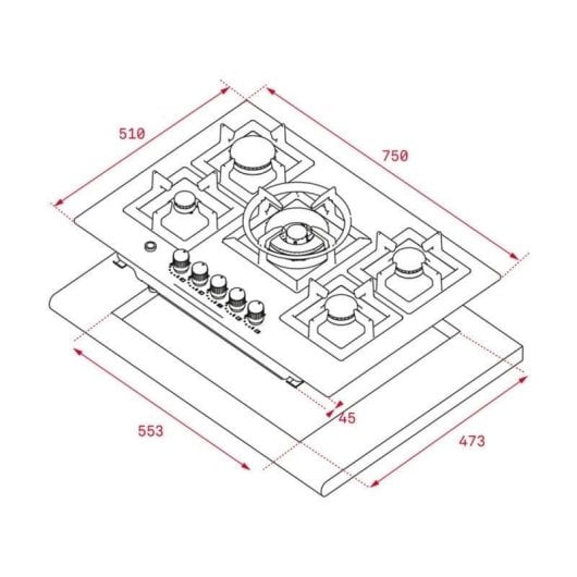 Placa de gas Teka EFX 70.1 5G AI AL DR CI 75 cm Acero Inoxidable