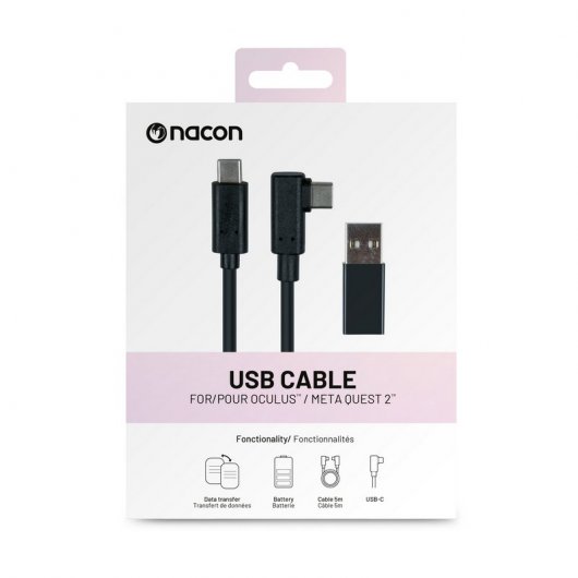 Nacon Câble de Charge pour Meta Quest 2 NACON Noir PC pour Oculus/Meta Quest 2