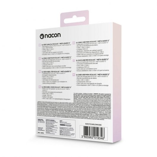 Nacon Câble de Charge pour Meta Quest 2 NACON Noir PC pour Oculus/Meta Quest 2