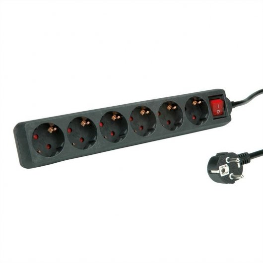 Multipresa Roline a 6 prese con interruttore nero 3M