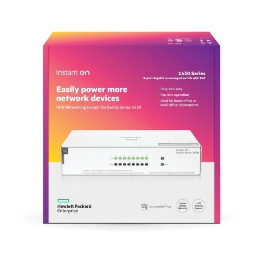 Switch HPE Instant On 1430 8G PoE 64W Unmanaged L2 8 Ports Gigabit Ethernet