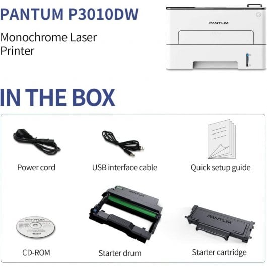 Pantum P3010DW Impressora Laser Monocromática WiFi Duplex
