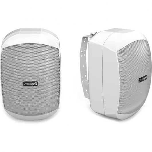 Audibax Ovo 4 Paires d'Enceintes Passives avec Support Mural 100V/8 Ohm IP65 4" Blanc