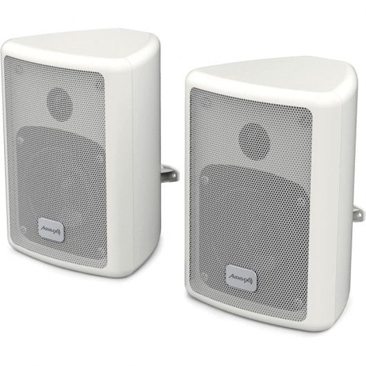 Audibax Pícolo PR-41W Paire d'enceintes bibliothèque et système audio HiFi avec support mural 75 W Blanc