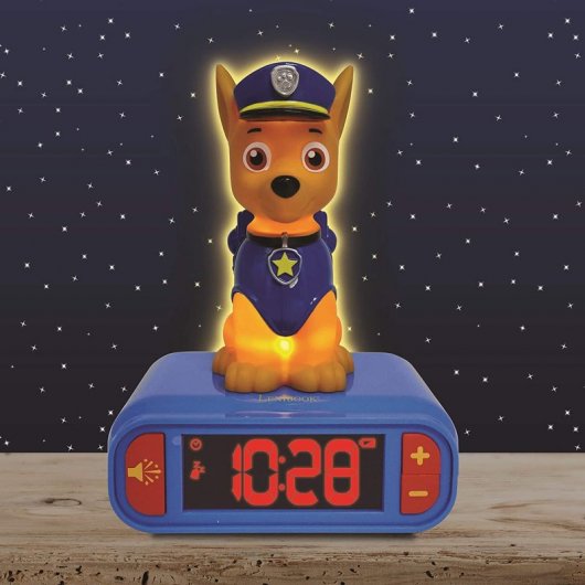 Lexibook Paw Patrol Chase Sveglia digitale con luce notturna 3D ed effetti sonori