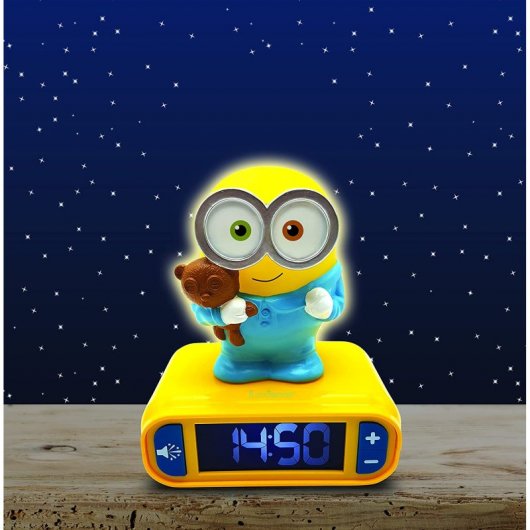 Lexibook Minions Relógio Despertador Digital com Luz Noturna 3D e Efeitos Sonoros