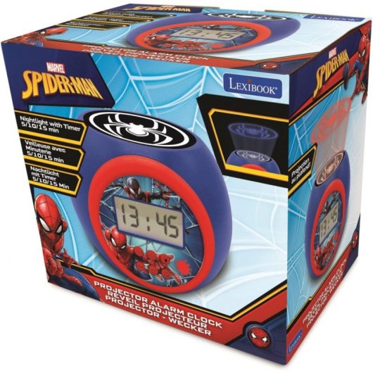 Lexibook Spider Man Reloj Despertador Proyector con Función Temporizador
