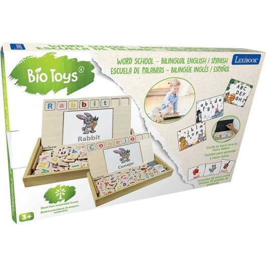 Lexibook Bio Toys École de Mots Bilingue Anglais/Espagnol Jeu en Bois