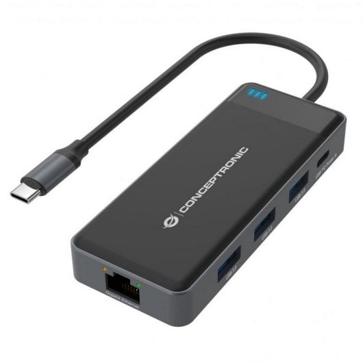 Conceptronic DONN14G Docking Station 7 em 1 USB-C 3.2 Gen1 para HDMI/USB-C PD 100W/USB-A/RJ-45 Gigabit