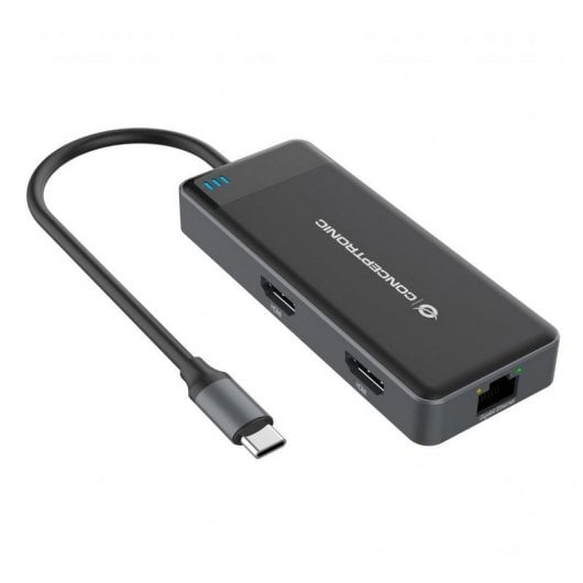 Conceptronic DONN14G Docking Station 7 em 1 USB-C 3.2 Gen1 para HDMI/USB-C PD 100W/USB-A/RJ-45 Gigabit