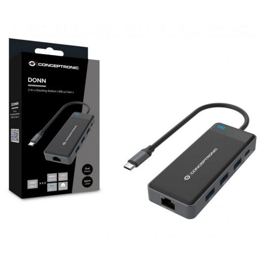 Conceptronic DONN14G Docking Station 7 em 1 USB-C 3.2 Gen1 para HDMI/USB-C PD 100W/USB-A/RJ-45 Gigabit