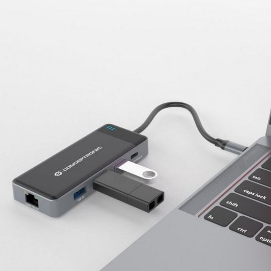 Conceptronic DONN14G Docking Station 7 em 1 USB-C 3.2 Gen1 para HDMI/USB-C PD 100W/USB-A/RJ-45 Gigabit