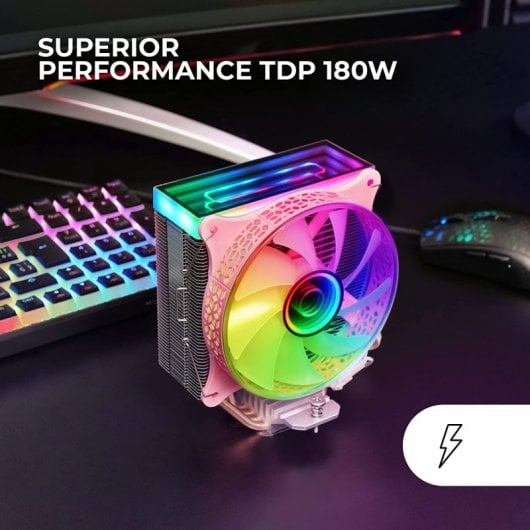 Ventilador de CPU Mars Gaming MCPU-VR duplo ARGB 120 mm rosa