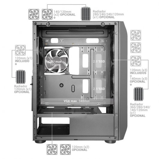 Mars Gaming MC-PRO2 Cristal Templado USB 3.0 Negra