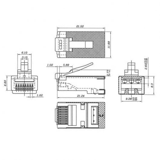 Goobay Conectores de Rede RJ45 Cat.6a STP Transparentes Pack 10 Unidades