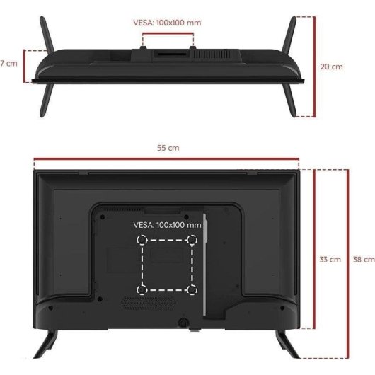 TV Grunkel LED LED-24IV2 24" HD Ready 60Hz Entrée 12V Mode Hôtel USB-PVR