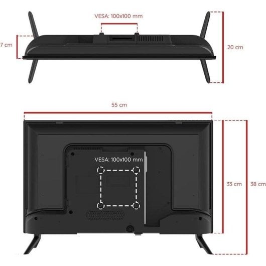 TV Grunkel LED LED-24IV2 24" HD Ready 60Hz Entrada 12V Modo Hotel Grabador USB-PVR