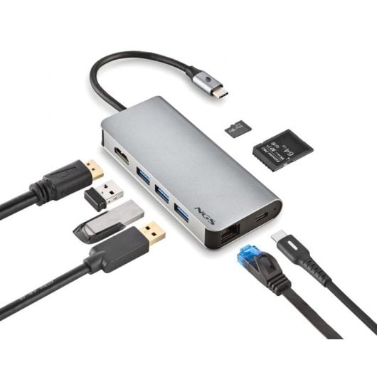 NGS WONDER DOCK 8 USB 2.0 Type-C Argento