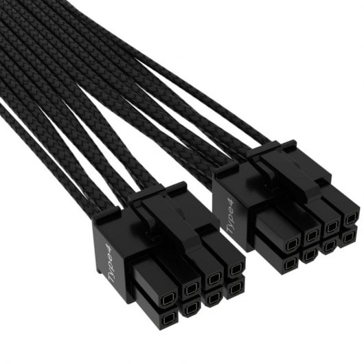 Cabo Corsair Premium com capas PCIe Gen 5 12VHPWR 600W e 12+4 pinos com capa preta