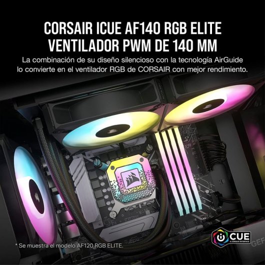 Corsair iCUE AF140 RGB ELITE Juego de Dos Ventiladores PWM de 140 mm Negro con Controlador iCue