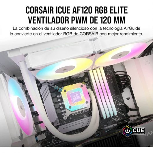 Corsair iCUE AF120 RGB ELITE Ventoinha PWM de 120 mm Branca