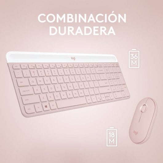 Combinazione tastiera e mouse wireless sottile Logitech MK470 rosa