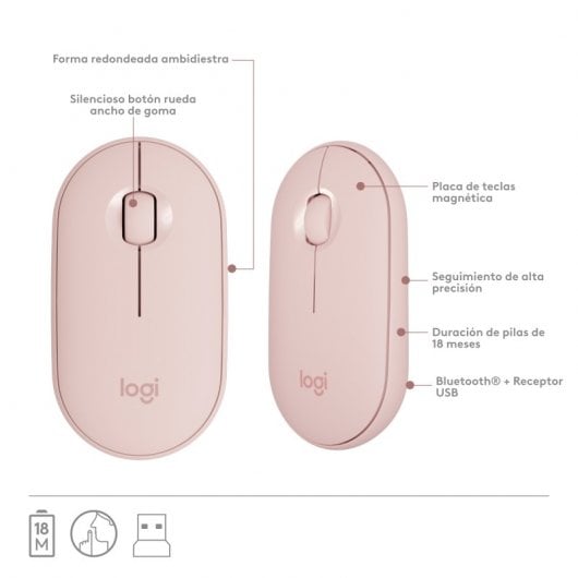 Combinazione tastiera e mouse wireless sottile Logitech MK470 rosa