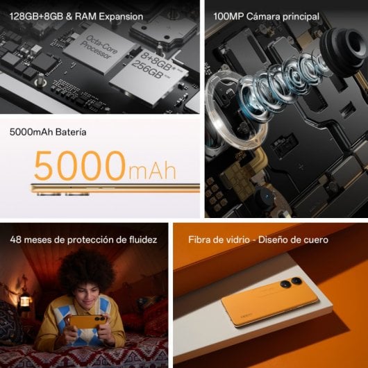 OPPO Reno8 T 8/128GB Naranja Libre + Cable USB 3.1 Type-C