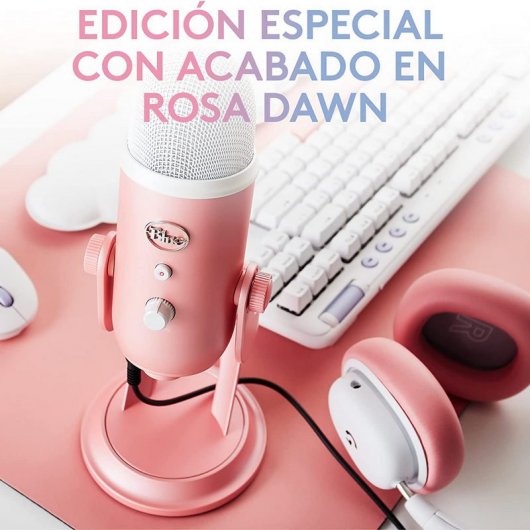 Blue Mic Yeti para The Aurora Collection Micrófono USB Multipatrón Premium con Blue VO!CE Rosa