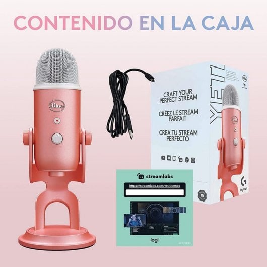 Blue Mic Yeti para The Aurora Collection Micrófono USB Multipatrón Premium con Blue VO!CE Rosa