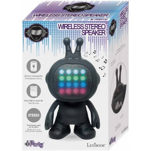 Altoparlante Bluetooth Lexibook iParty con forma di robot ed effetti di luce Nero