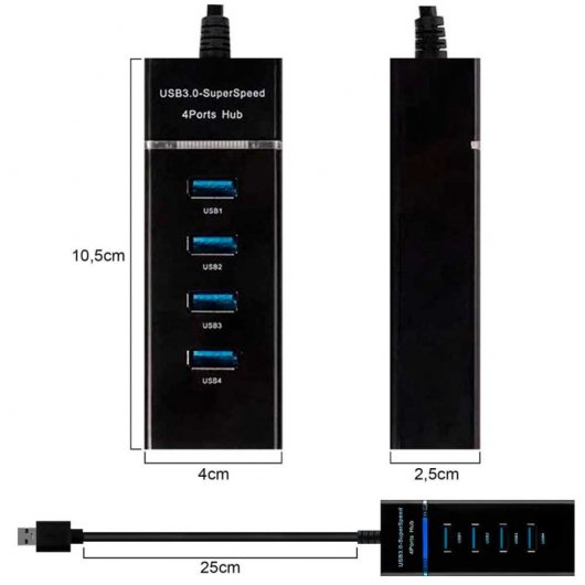 OcioDual Hub USB 4x USB 3.0 com Luz LED