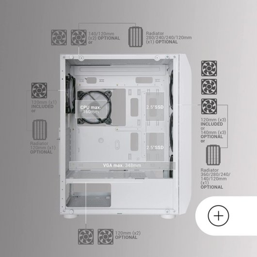Mars Gaming MC-KX ARGB Vetro temperato USB 3.0 Bianco