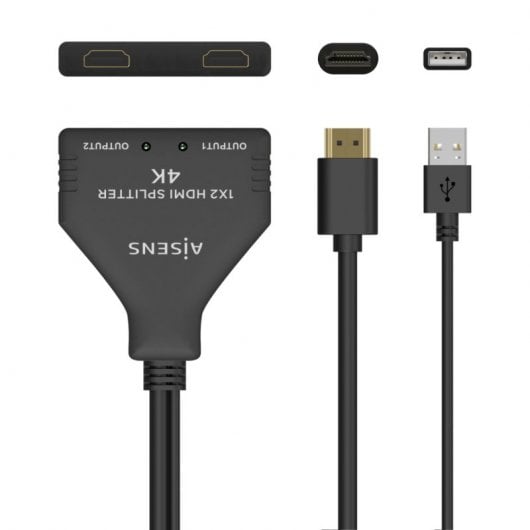 Aisens Cable Splitter HDMI 4K con Alimentación USB 30cm