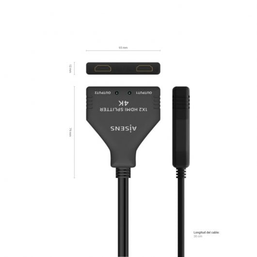 Aisens Cable Splitter HDMI 4K con Alimentación USB 30cm
