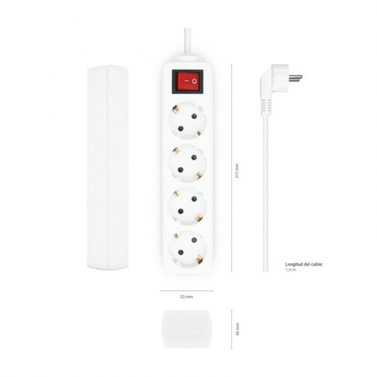 Aisens Regleta con Interruptor 4 Tomas 1.4m Blanca