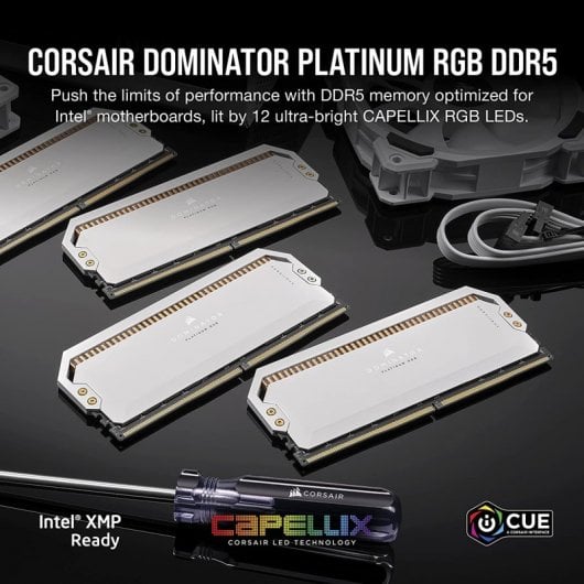 Corsair Dominator Platinum RGB DDR5 5200 MHz 64 Go 2x32 Go CL40 Blanc
