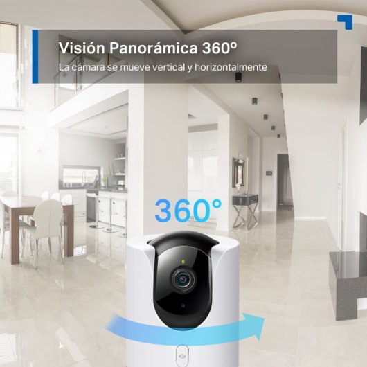 Tapo C225 Cámara de Vigilancia 360º Interior, 2K QHD, Detección IA Gratuita Avanzada, Visión Nocturna