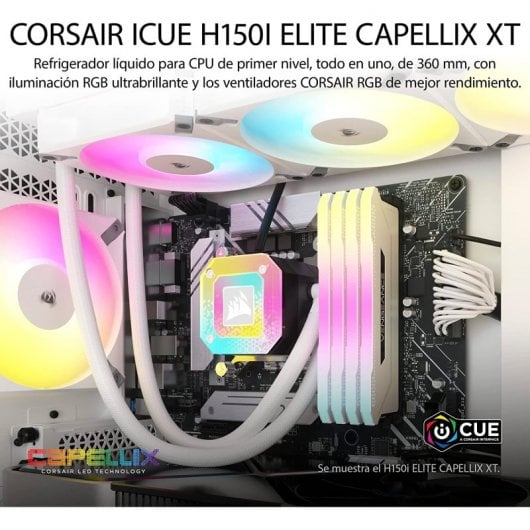 Corsair iCUE H150i ELITE CAPELLIX XT Flüssigkeitskühlsatz, 360 mm, weiß
