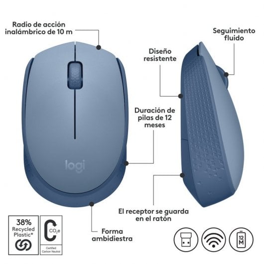 Logitech M171 mouse Ambidestro RF Wireless Ottico Grigio