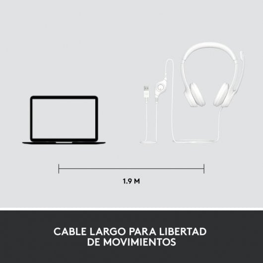 Logitech H390 Auriculares con Cable y Supresión de Ruido funciona con Chromebook Blancos