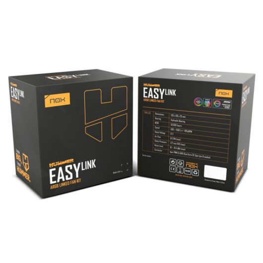 Nox Hummer Easy Link ARGB Kit de 3 Ventoinhas 120mm Pretas