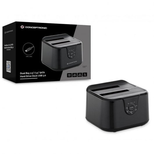 Conceptronic DONN12B Docking Station 2.5"/3.5" SATA USB 3.2 Gen1 de Doble Bahía
