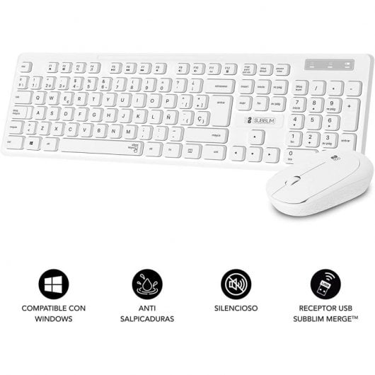 Subblim Combo Business Tastiera wireless sottile + mouse Bianco