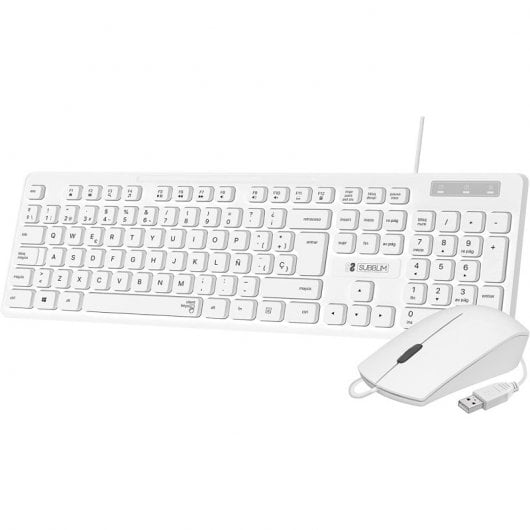 Subblim Combo Business Tastiera sottile + Mouse USB silenzioso Bianco