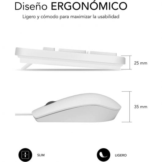 Subblim Combo Business Slim Teclado + Ratón USB Silencioso Blanco Reacondicionado