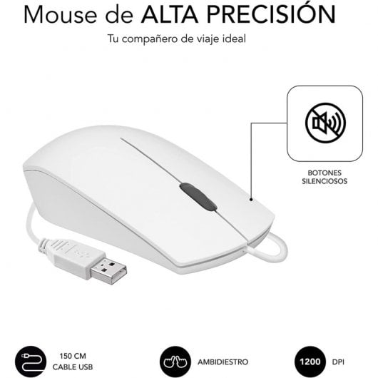 Subblim Combo Business Tastiera sottile + Mouse USB silenzioso Bianco